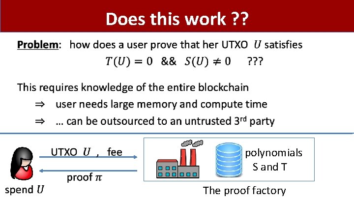 Does this work ? ? • polynomials S and T The proof factory 