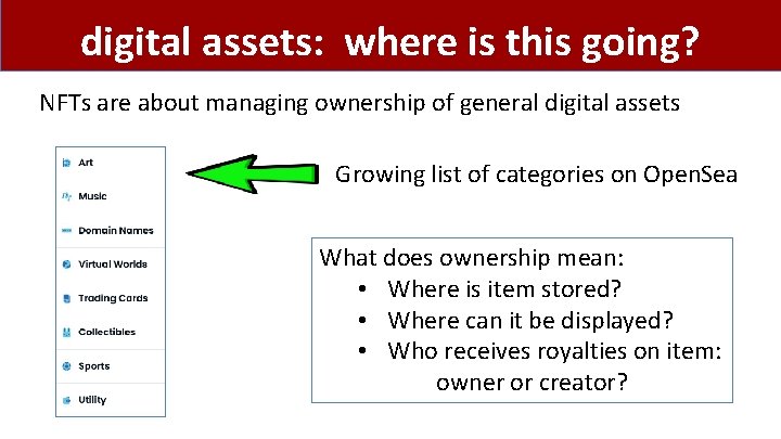 digital assets: where is this going? NFTs are about managing ownership of general digital