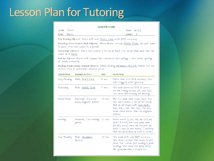 Lesson Plan for Tutoring 