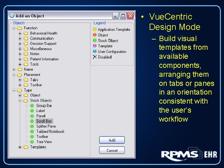  • Vue. Centric Design Mode – Build visual templates from available components, arranging