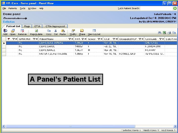 A Panel’s Patient List 