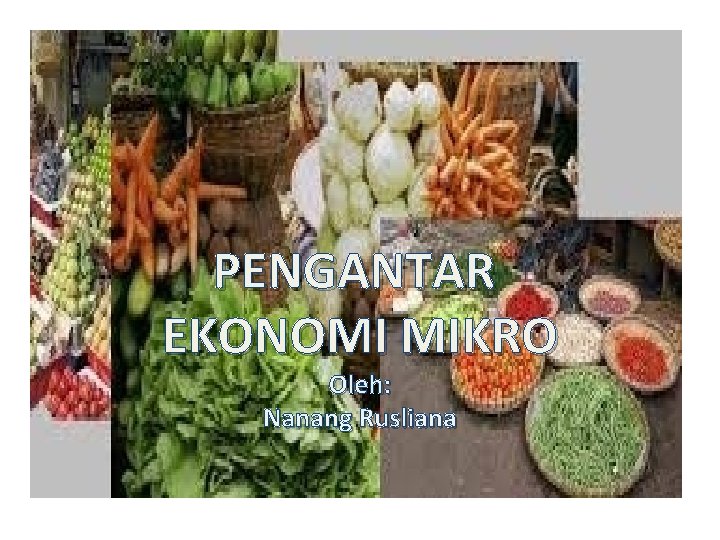PENGANTAR EKONOMI MIKRO Oleh: Nanang Rusliana 