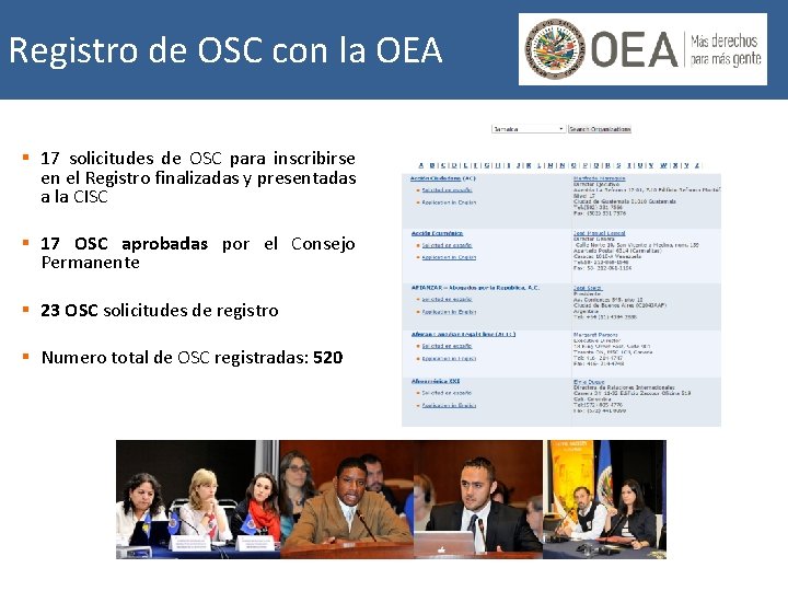 Registro de OSC con la OEA § 17 solicitudes de OSC para inscribirse en