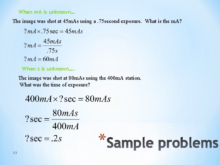 When m. A is unknown… The image was shot at 45 m. As using