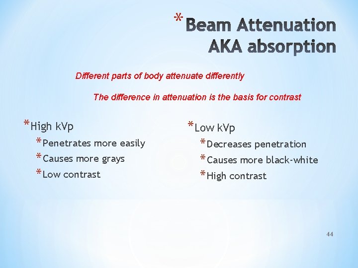 * Different parts of body attenuate differently The difference in attenuation is the basis