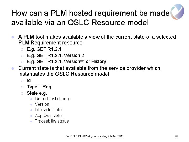 How can a PLM hosted requirement be made available via an OSLC Resource model