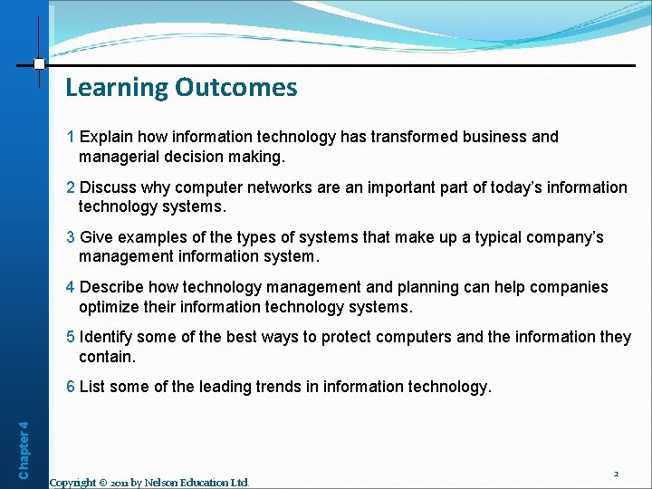 Learning Outcomes 1 Explain how information technology has transformed business and managerial decision making.
