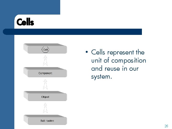 Cells • Cells represent the unit of composition and reuse in our system. 26