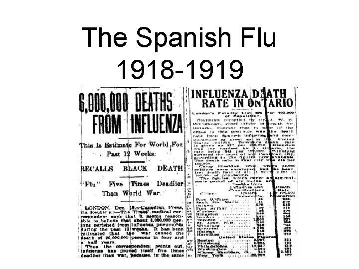 The Spanish Flu 1918 -1919 