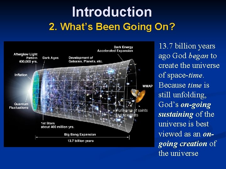 Introduction 2. What’s Been Going On? a universe of saints and scientists 13. 7