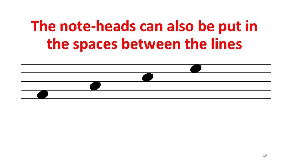 The note-heads can also be put in the spaces between the lines 10 