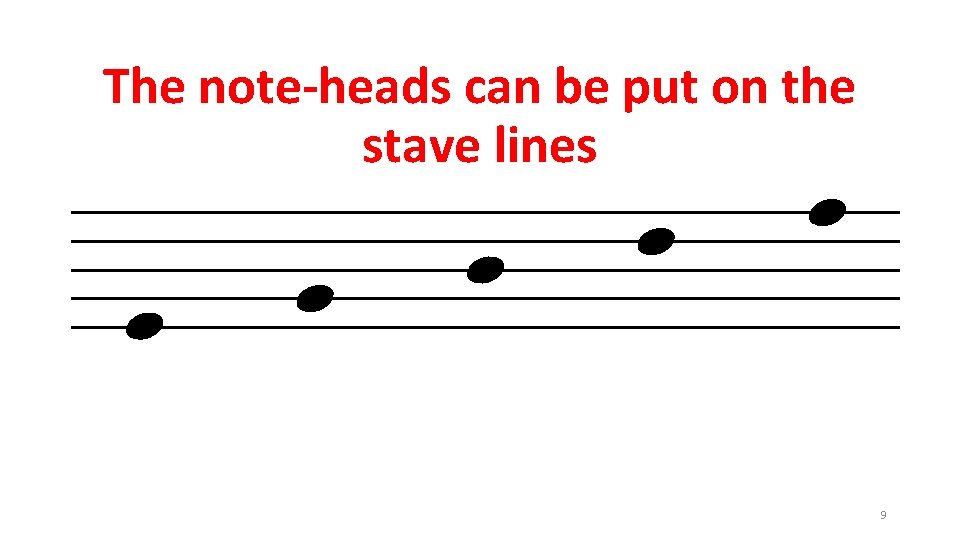 The note-heads can be put on the stave lines 9 