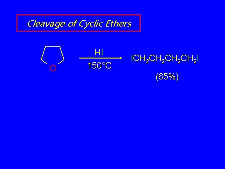 Cleavage of Cyclic Ethers O HI 150°C ICH 2 CH 2 I (65%) 