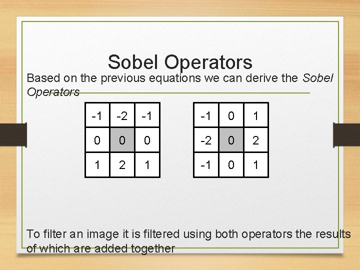 Sobel Operators Based on the previous equations we can derive the Sobel Operators -1