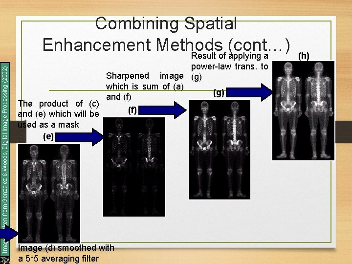 Images taken from Gonzalez & Woods, Digital Image Processing (2002) Combining Spatial Enhancement Methods