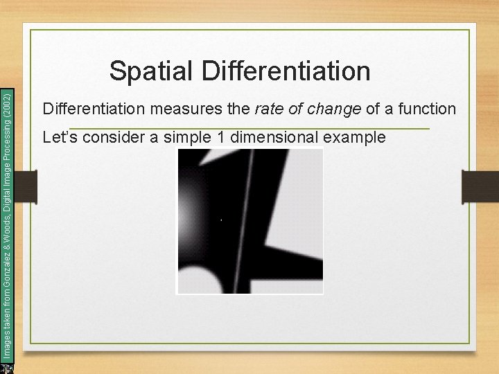 Images taken from Gonzalez & Woods, Digital Image Processing (2002) Spatial Differentiation measures the