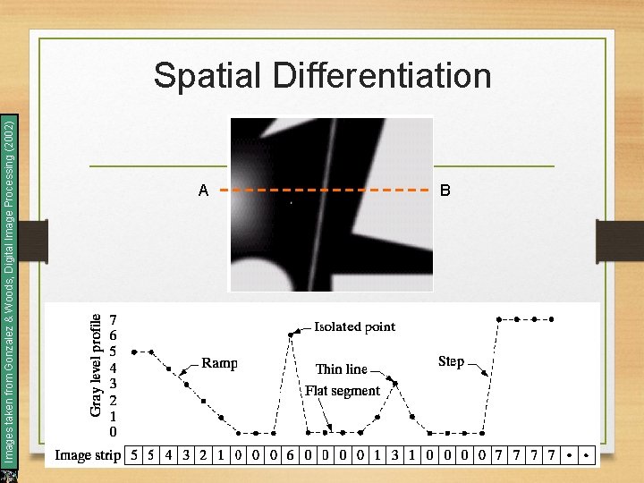 Images taken from Gonzalez & Woods, Digital Image Processing (2002) Spatial Differentiation A B