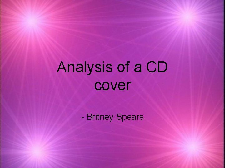 Analysis of a CD cover - Britney Spears 