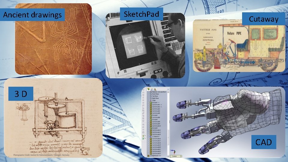 Ancient drawings Sketch. Pad Cutaway 3 D CAD 