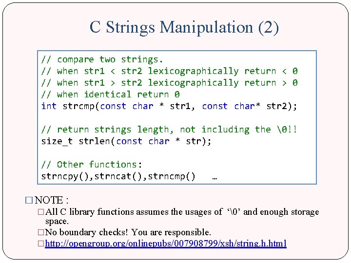 C Strings Manipulation (2) // compare two strings. // when str 1 < str