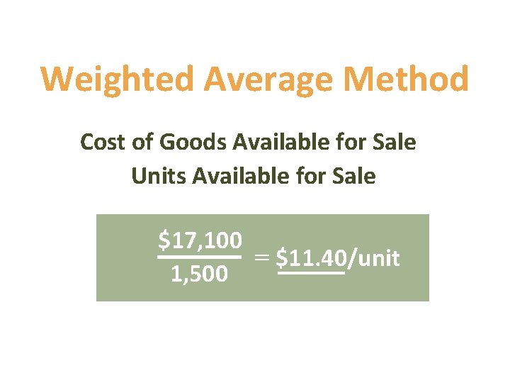 Weighted Average Method Cost of Goods Available for Sale Units Available for Sale $17,