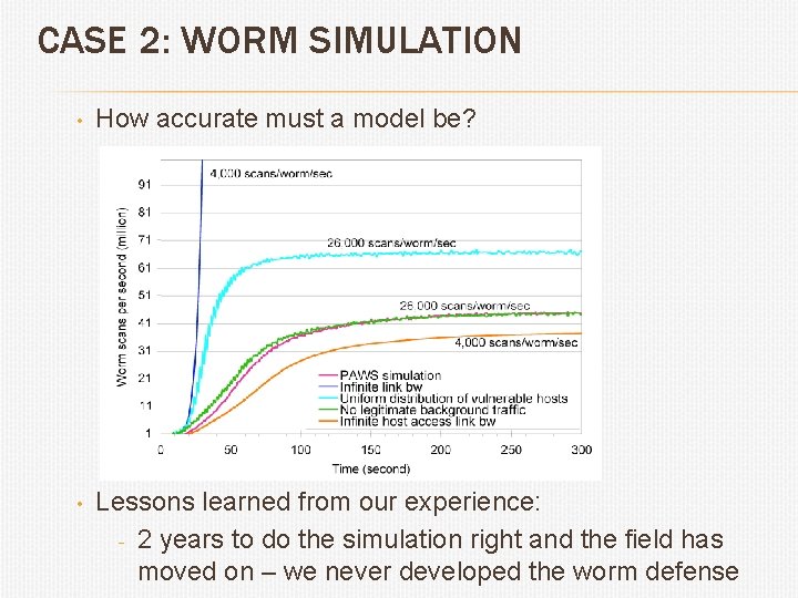 CASE 2: WORM SIMULATION • How accurate must a model be? • Lessons learned