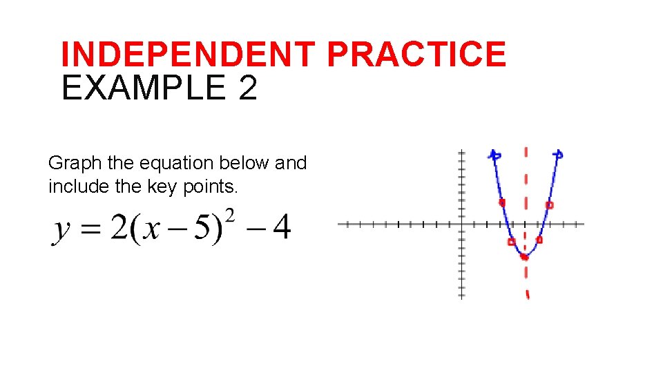 INDEPENDENT PRACTICE EXAMPLE 2 Graph the equation below and include the key points. 