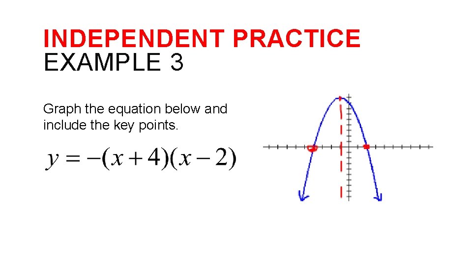 INDEPENDENT PRACTICE EXAMPLE 3 Graph the equation below and include the key points. 