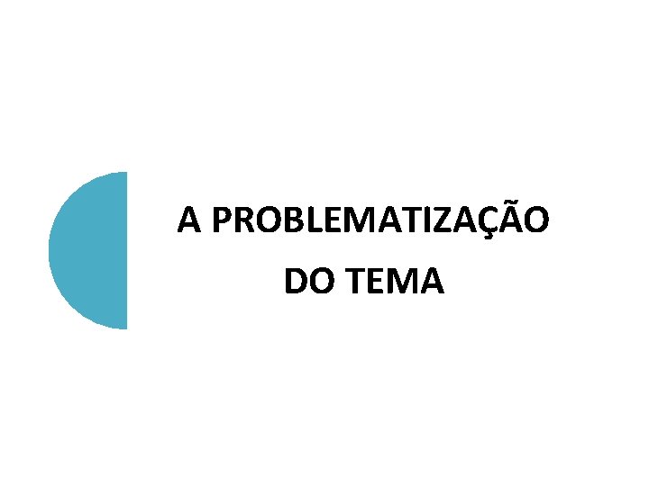 A PROBLEMATIZAÇÃO DO TEMA 