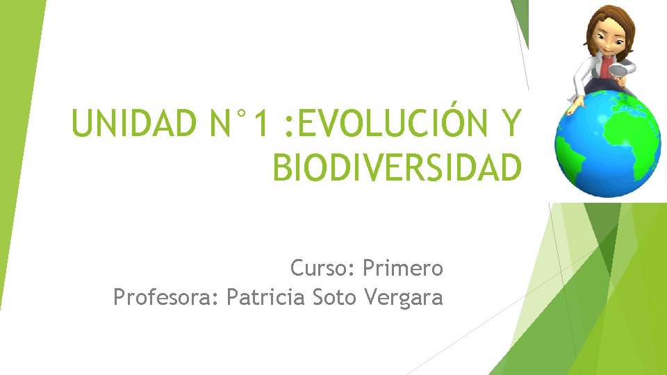UNIDAD N° 1 : EVOLUCIÓN Y BIODIVERSIDAD Curso: Primero Profesora: Patricia Soto Vergara 