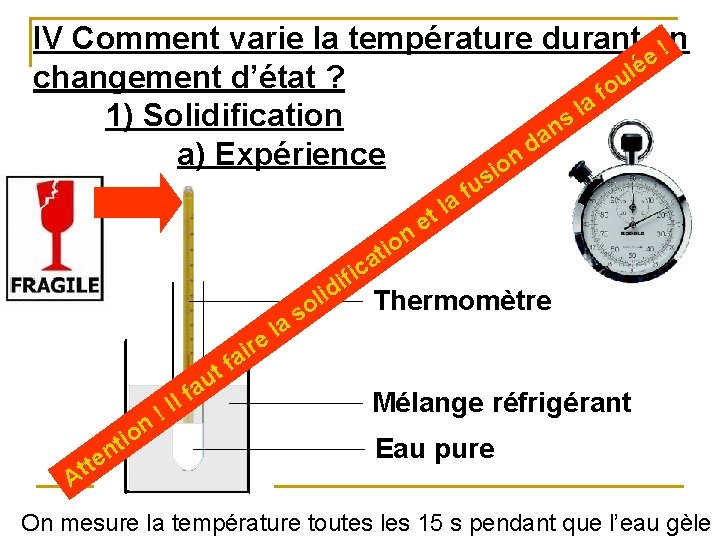 IV Comment varie la température durant un ! e lé u changement d’état ?