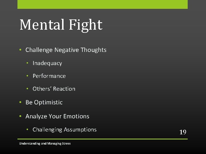 Mental Fight • Challenge Negative Thoughts • Inadequacy • Performance • Others’ Reaction •