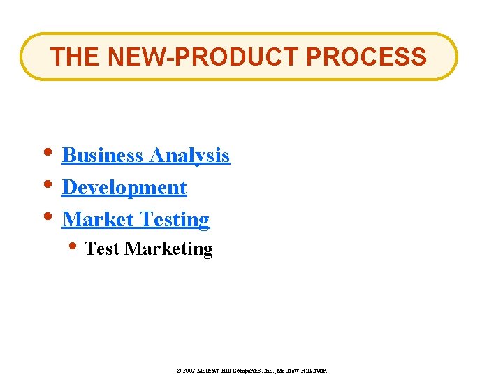 THE NEW-PRODUCT PROCESS • Business Analysis • Development • Market Testing • Test Marketing