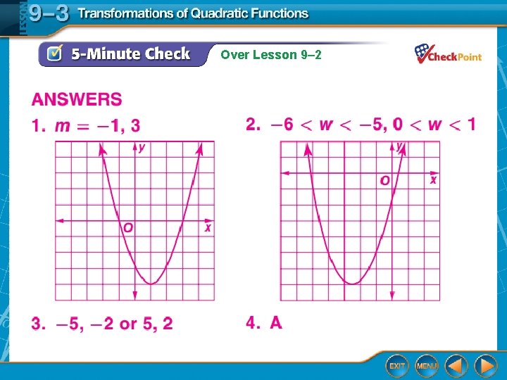 Over Lesson 9– 2 