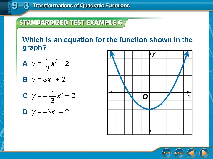 Which is an equation for the function shown in the graph? 1 x 2