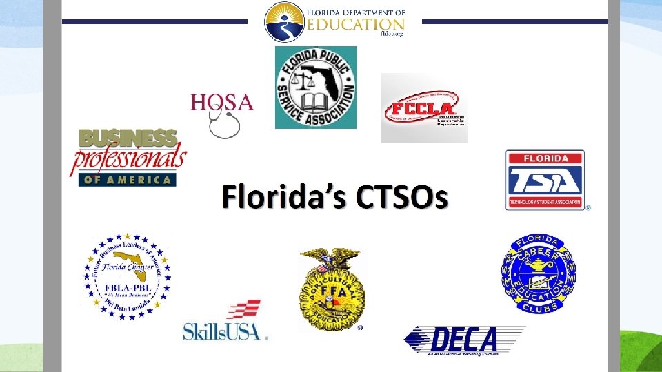 Career and Technical Student organizations (CTSO) • FCCLA • DECA • HOSA 