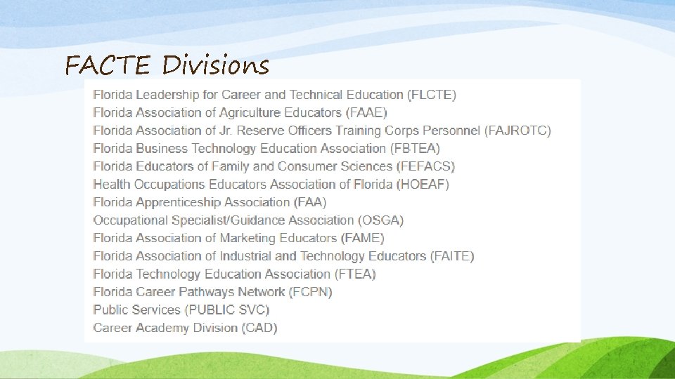 FACTE Divisions 