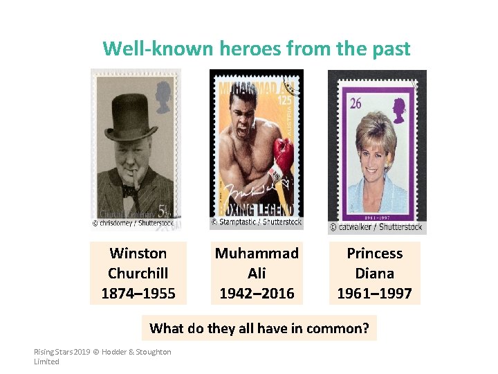 Well-known heroes from the past Winston Churchill 1874– 1955 Muhammad Ali 1942– 2016 Princess