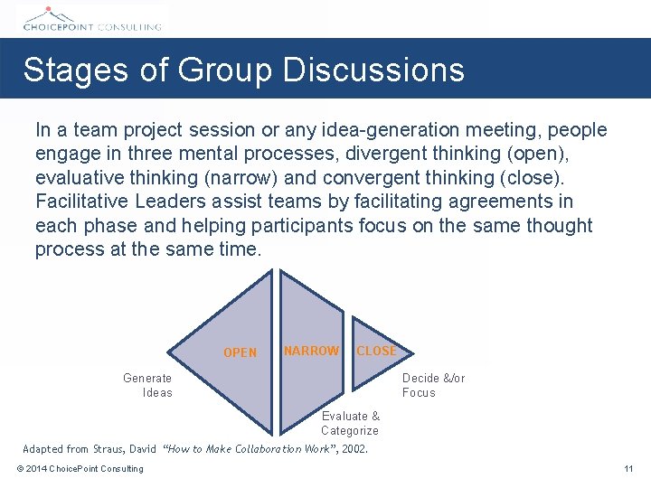 Stages of Group Discussions In a team project session or any idea-generation meeting, people