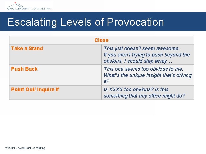 Escalating Levels of Provocation Close Take a Stand This just doesn’t seem awesome. If