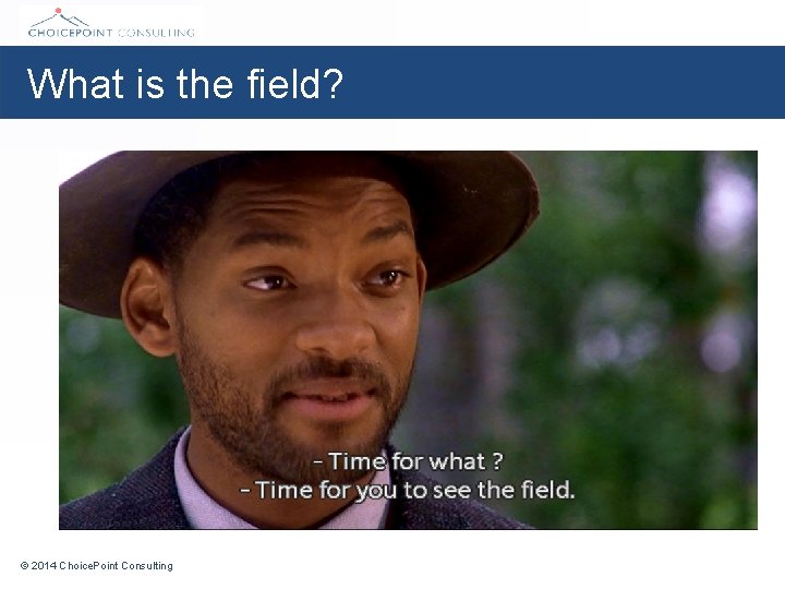 What is the field? © 2014 Choice. Point Consulting 