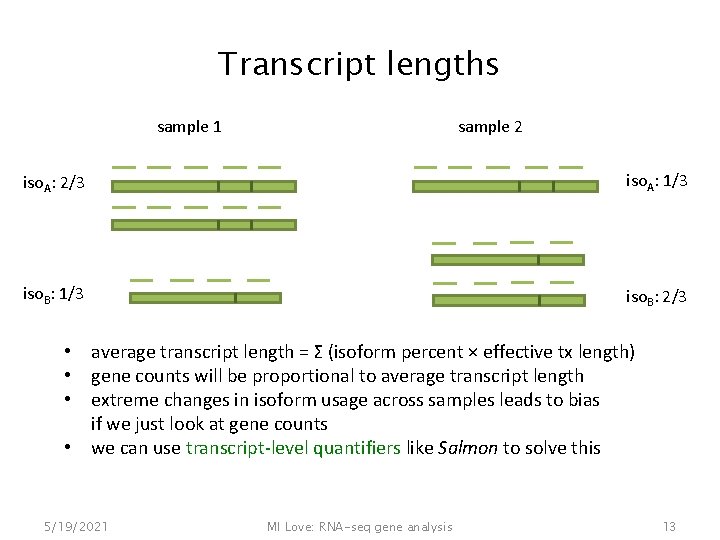 Transcript lengths sample 1 sample 2 iso. A: 2/3 iso. A: 1/3 iso. B: