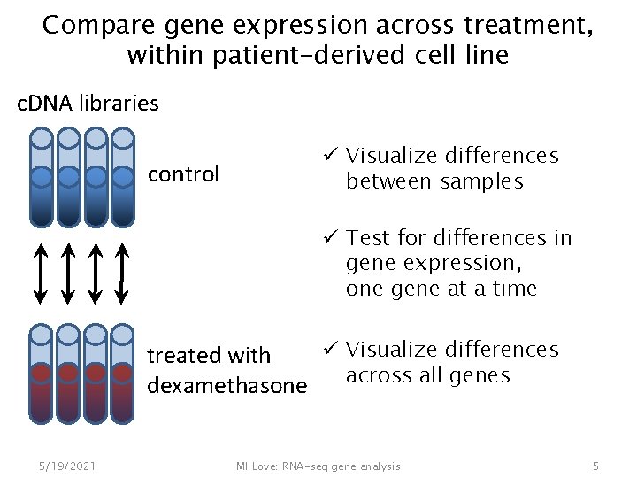 Compare gene expression across treatment, within patient-derived cell line c. DNA libraries control ü