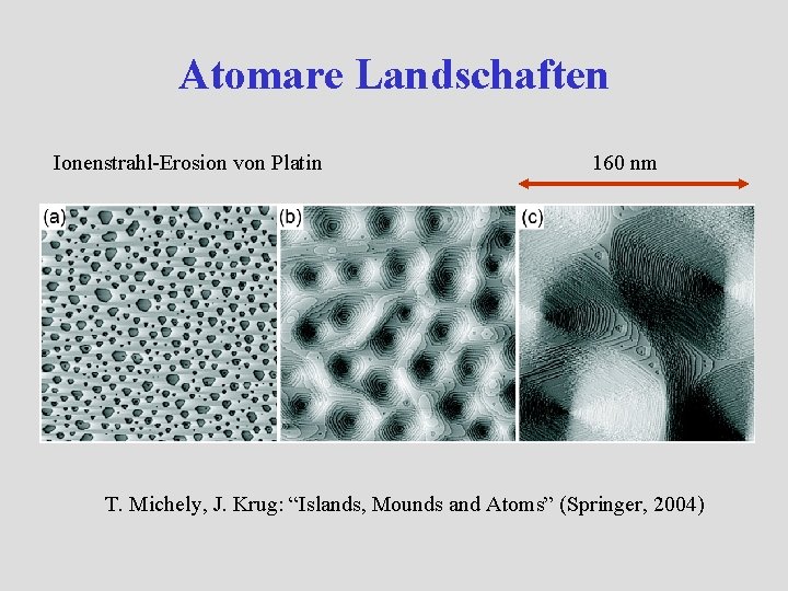 Atomare Landschaften Ionenstrahl-Erosion von Platin 160 nm T. Michely, J. Krug: “Islands, Mounds and Atomare Landschaften Ionenstrahl-Erosion von Platin 160 nm T. Michely, J. Krug: “Islands, Mounds and