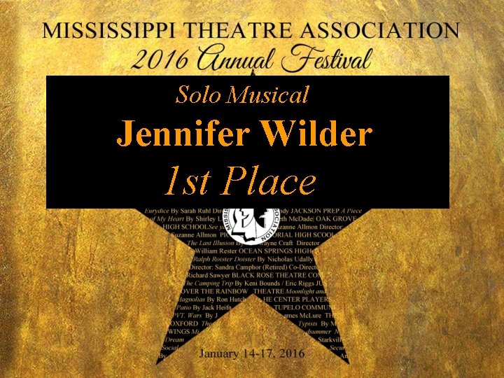 Solo Musical Jennifer Wilder 1 st Place 