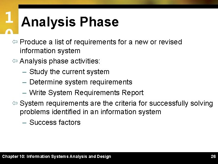 1 Analysis Phase 0ï Produce a list of requirements for a new or revised