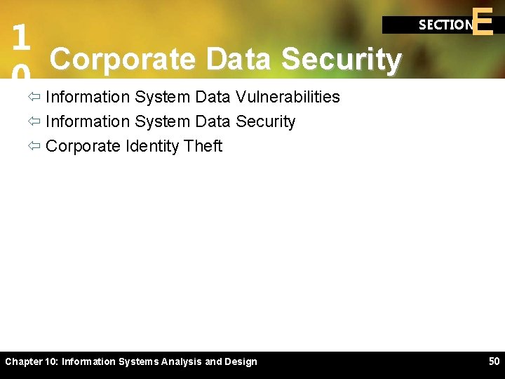 1 Corporate Data Security 0ï Information System Data Vulnerabilities E SECTION ï Information System