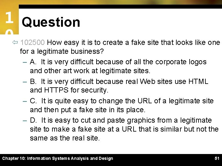 1 Question 0ï 102500 How easy it is to create a fake site that