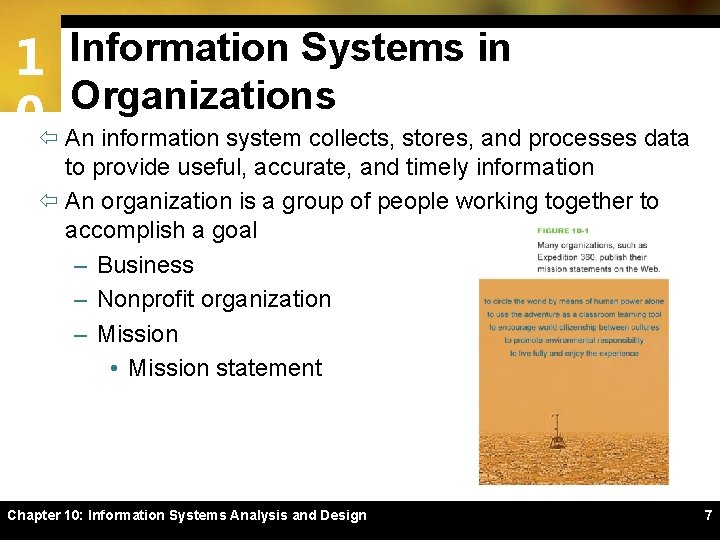 1 Information Systems in Organizations 0ï An information system collects, stores, and processes data