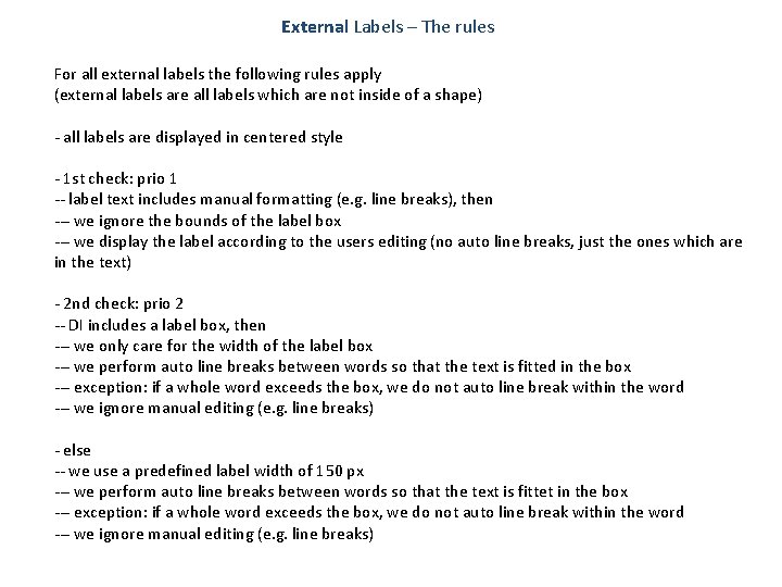 External Labels – The rules For all external labels the following rules apply (external